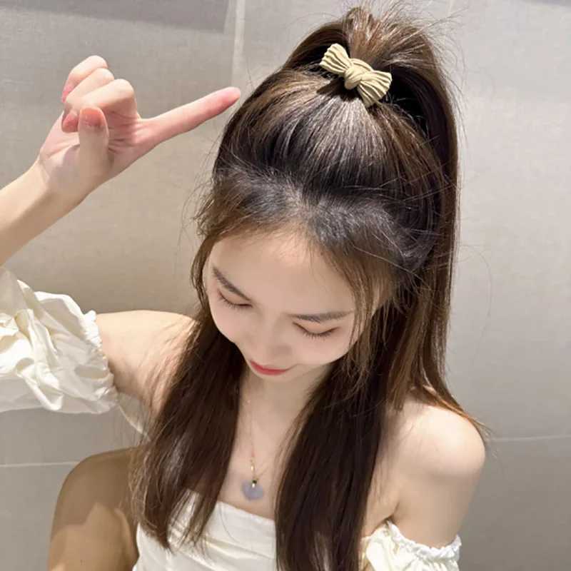 10 pieces/set of new sweet bow headband Scrunchies for women and girls simple black elastic hair rope small ponytail hair clip accessories W240822