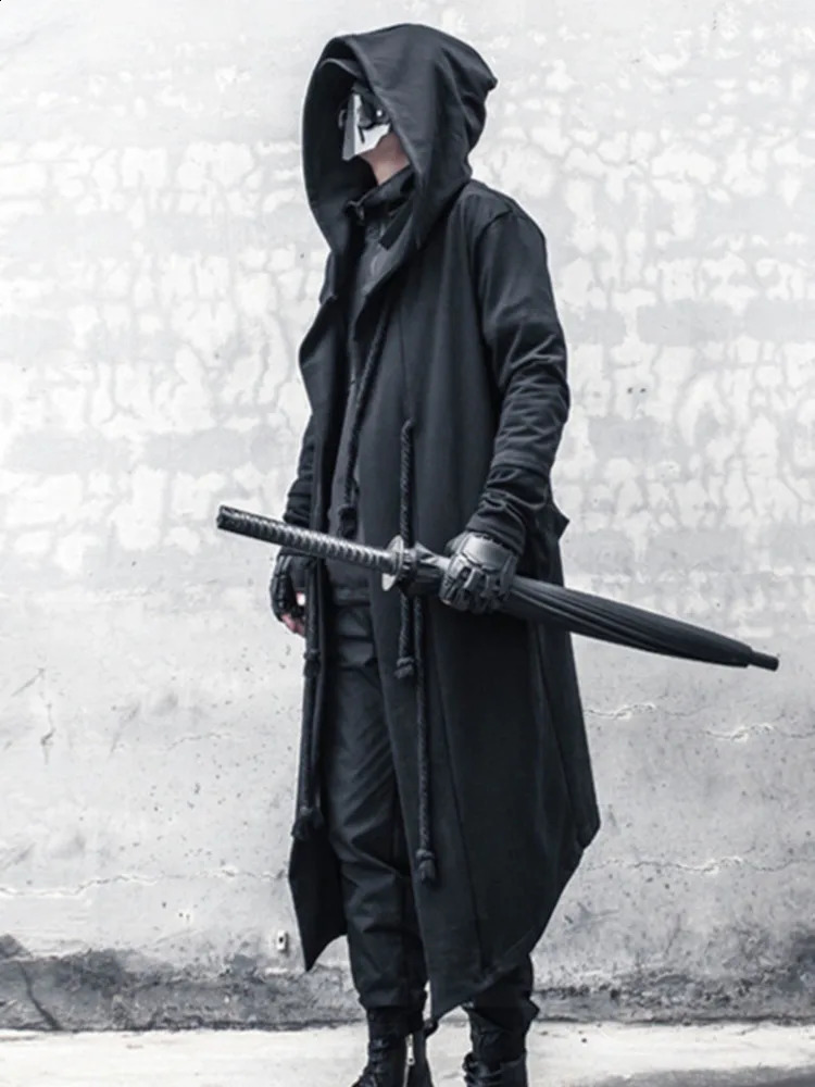 HKSH Mens Spring Autumn Darkwear Warrior Large Size Windbreaker Gothic Chic Trench Coat Punk Cloak Hooded Wizard HK0195 240822