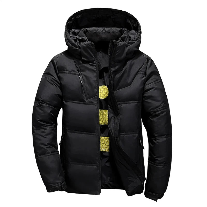 White duck down jacket mens winter coat windproof detachable hat Parkas solid color outdoor casual hooded 240822