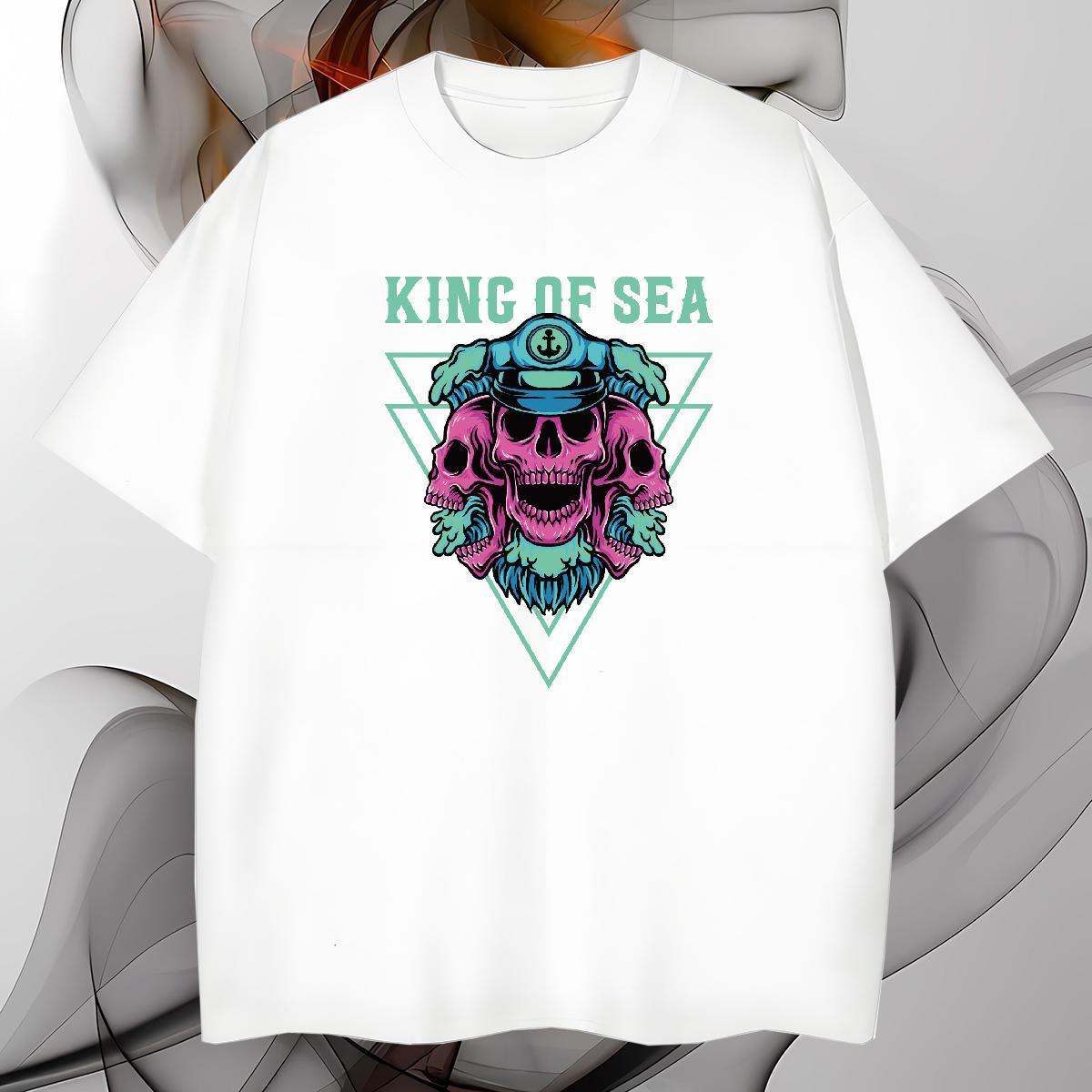 Classic Mens T Shirts 230g Pure Cotton skull Casual Daily Wear Skull Round Neck Short Sleeve Men Tshirts 2024 Summer Tees Shirts