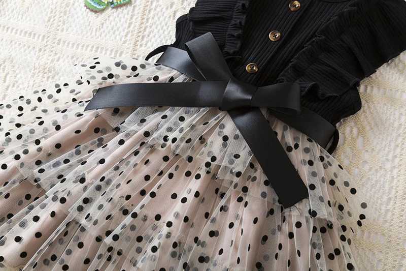 Polka polka dot summer dress 2024 little girl flight sleeve clothing mesh casual layered dress childrens birthday princess dress 1-6 years old W240823