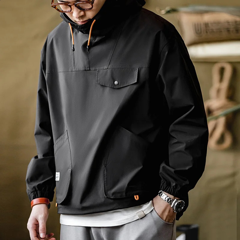 Maden Mountain Outdoor Multipocket Hooded Mens Jackets Spring Oversize Windbreak Parka Ginger Climbing Outerwear Track Jacket 240824