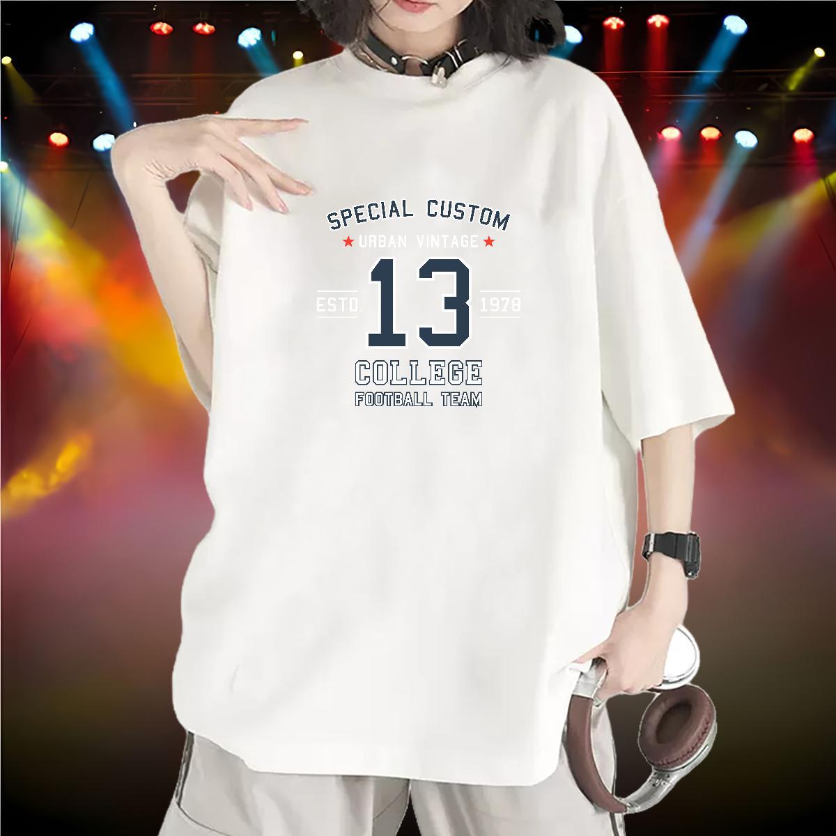 Unisex Women Tees 230g Pure Cotton letter Outdoor T Shirts Women Short Sleeve O-Neck Anime Tops