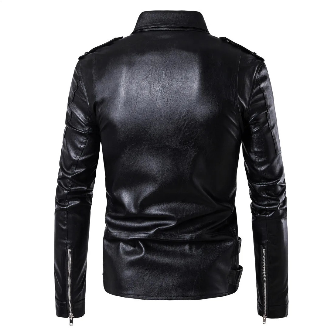 Motorcycle Slim Mens Leather Jacket British Fashion mens solid color 240822