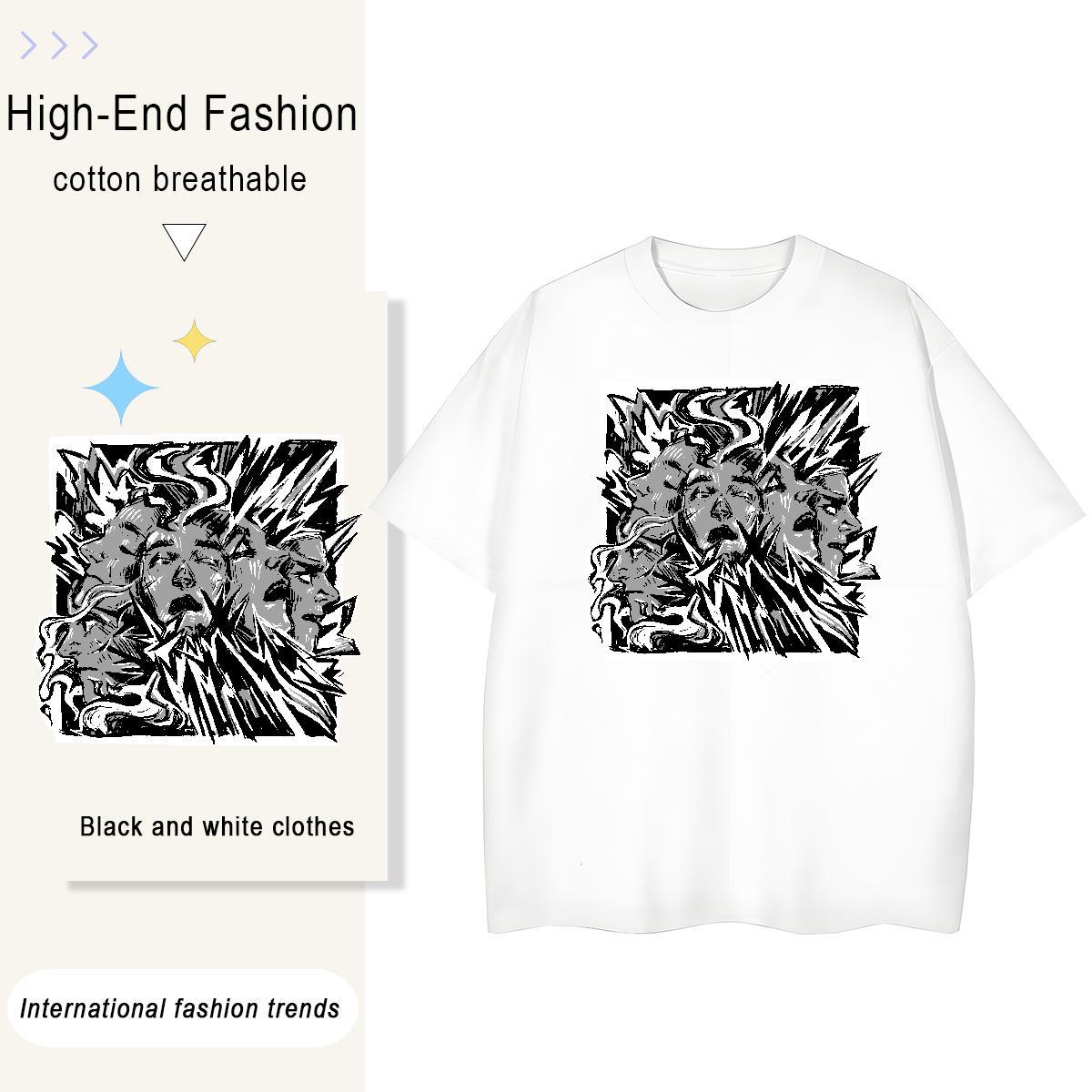Lady Lady T shirt 230g Cotton painting Daily Outfit T-Shirts Round Neck Short Sleeve DIY Printed Tees Shirts