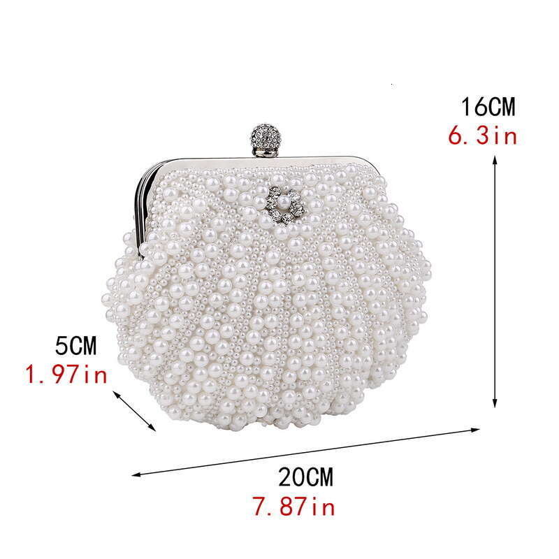 Shell Pearl Evening Beading Metal Clutch Bags With Chain Prom Wedding Bridal Handbags Purse