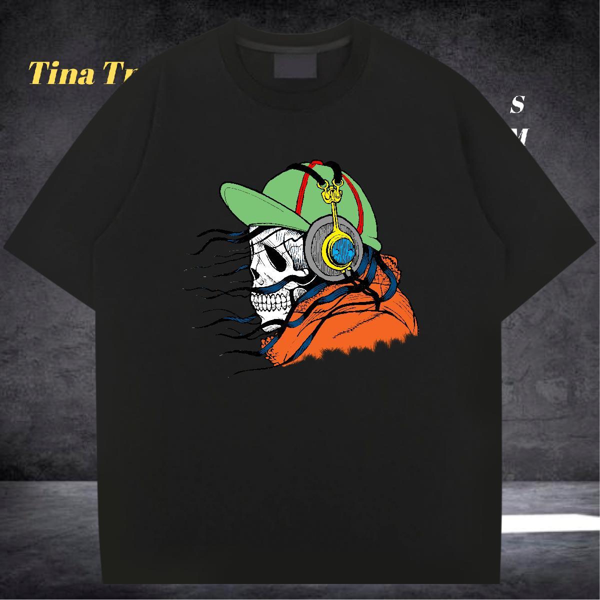 Classic T Shirt For Man 230g Cotton skull Street Anime Print Breathable Crew Neck Men Tees New Tees Shirts