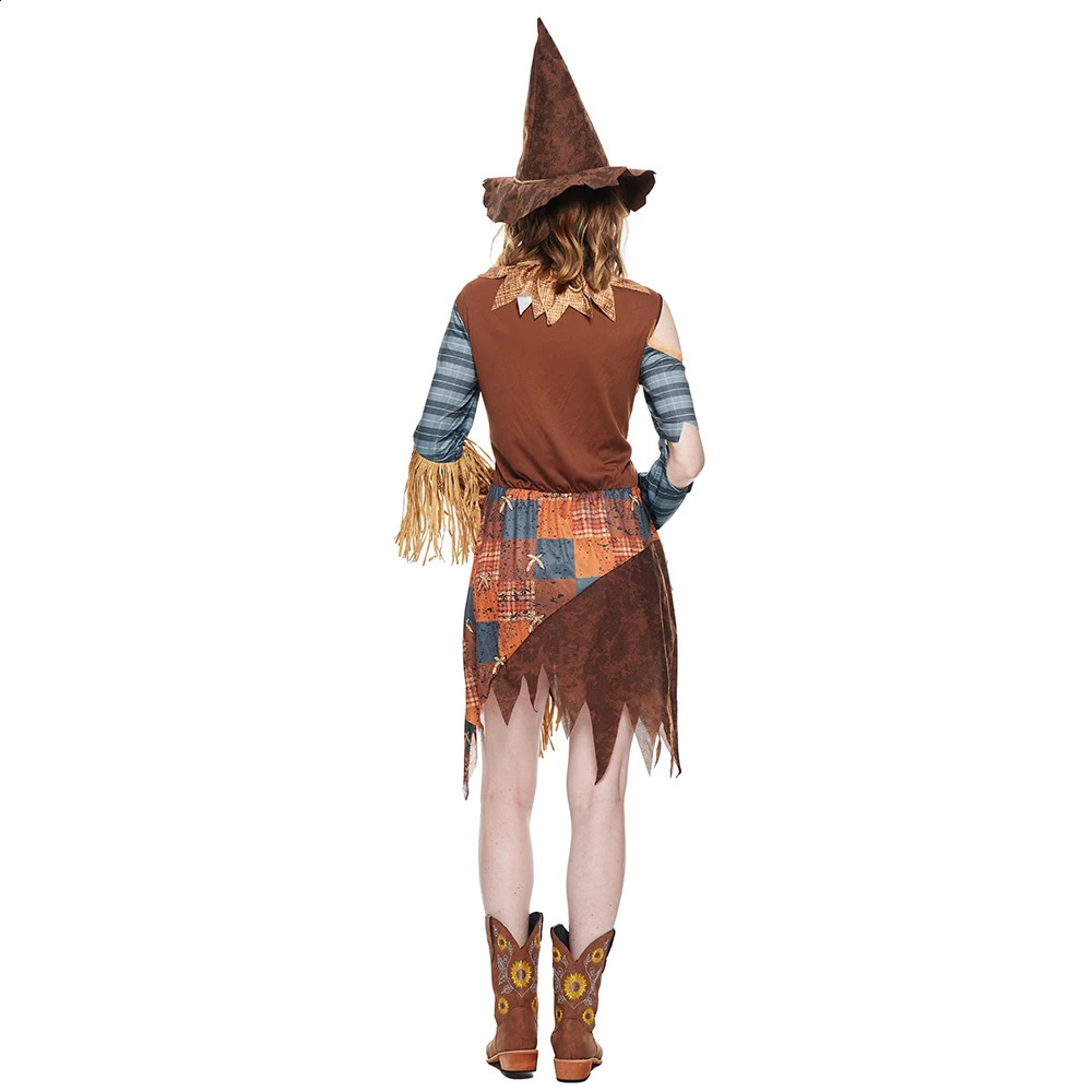 Eraspooky Womens Evil Scarecrow Role Play Halloween Costumes Stage Performance and Hats Carnival Purim Fancy Dress 240823