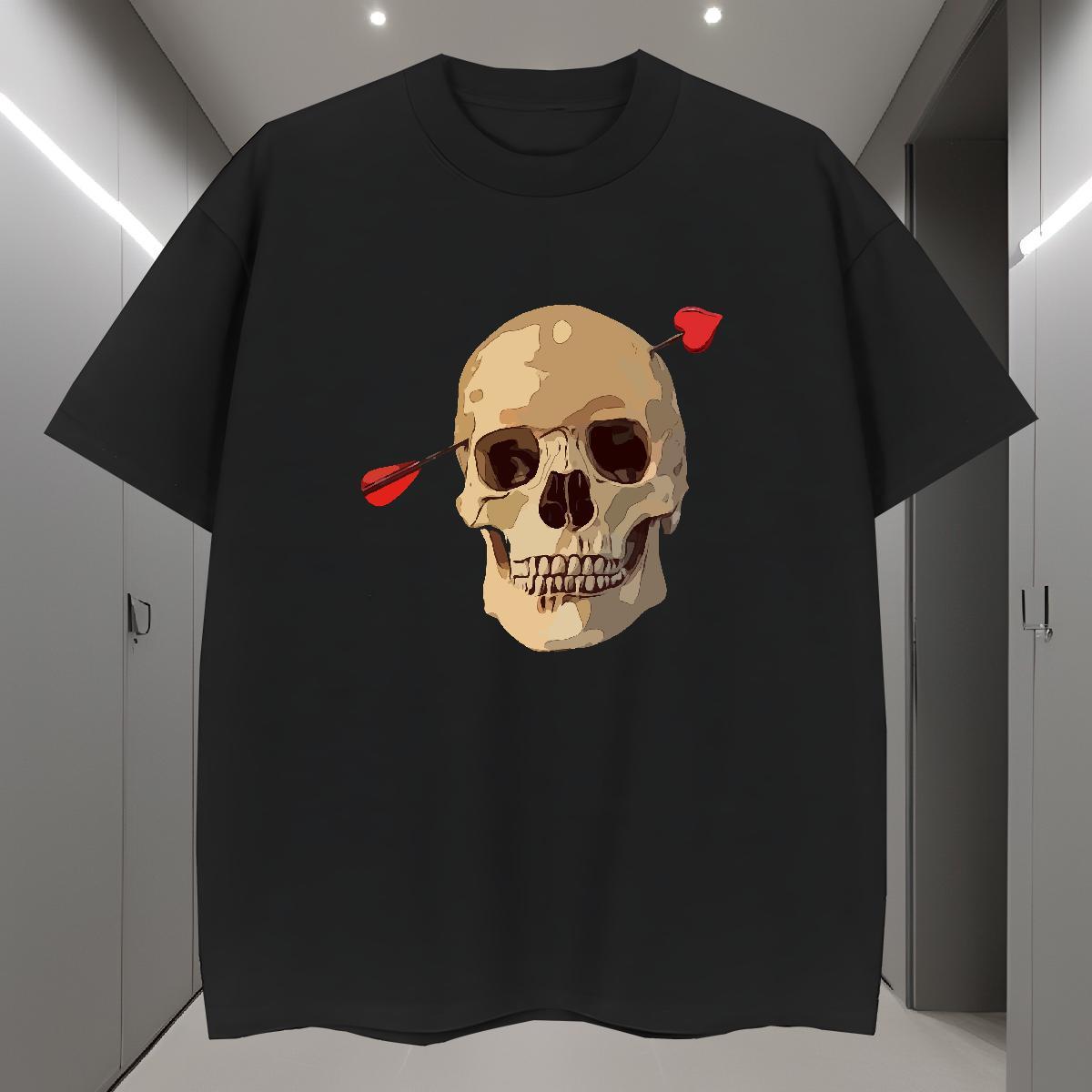 Designer T shirt 230g 100% Cotton skull Home Outdoor Black Oversized Breathable Short Sleeve Tshirts 2024 New Polos