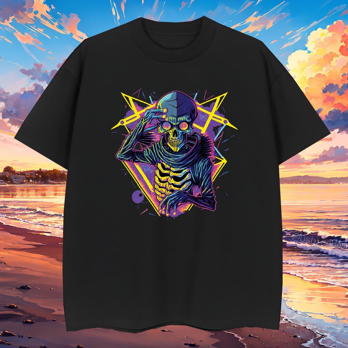 Brand T-Shirts for Men 230g 100% Cotton skull Street wear Hip Hop White Plus Size Breathable Men Tees Fashion Designer Tops