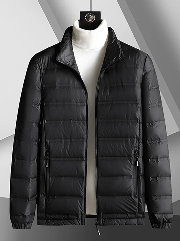 Mens Winter Down Jacket 80% White Duck Hanger Collar Casual Wind Label Warm Plus Size 8XL 240822