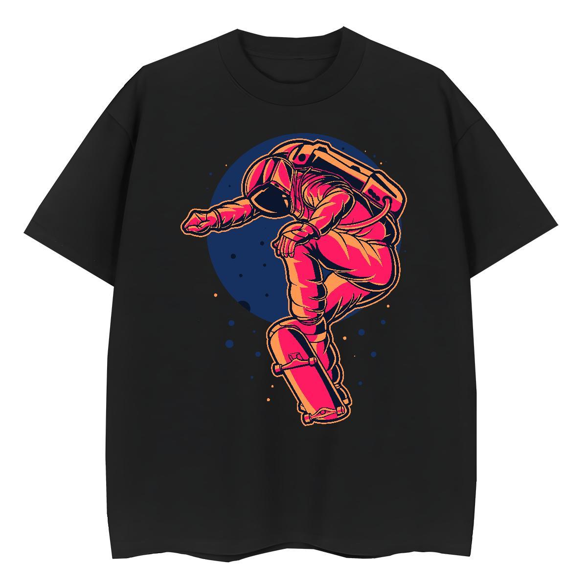 Brand Couples T Shirts 230g Cotton cosmonaut Home Outdoor Womens T Shirts Short Sleeve O-Neck DIY Anime Clothes Shirt