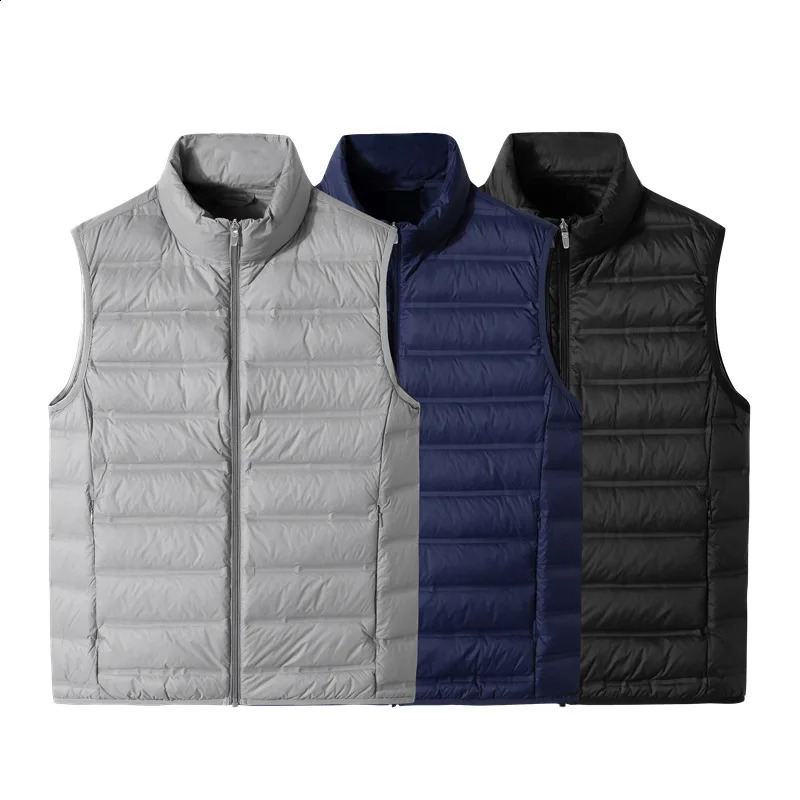 Ultra fine 5XL 8XL mens sleeveless down jacket Spring and Autumn 90% white duck ultra light inflatable 240822