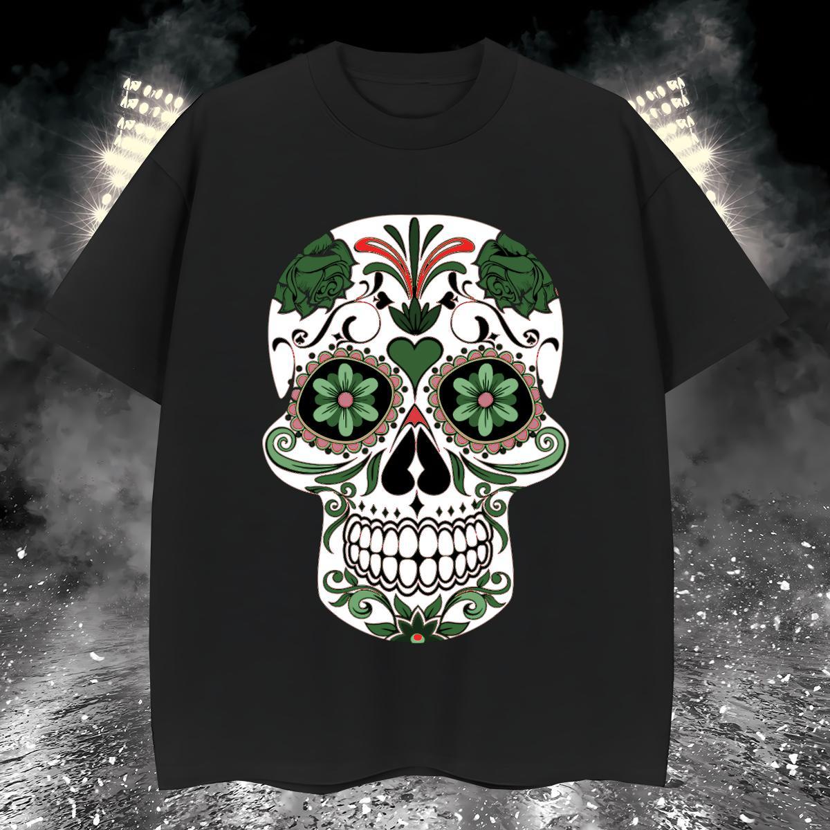 Soft T Shirts Men 230g Cotton skull Street Plus Size Cartoon O Neck Short Sleeves Tshirt for Man Woman New Tops Tees