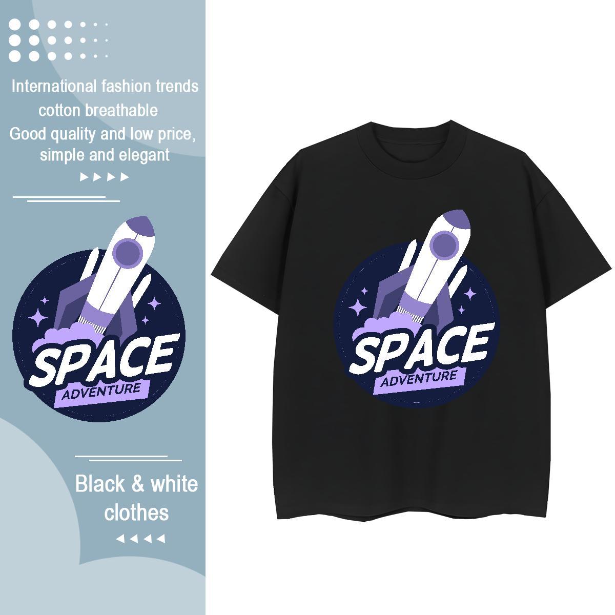 Female Couples T Shirts 230g Cotton planet Hip Hop Street T Shirt For Woman Round Neck Short Sleeve DIY Anime Clothes