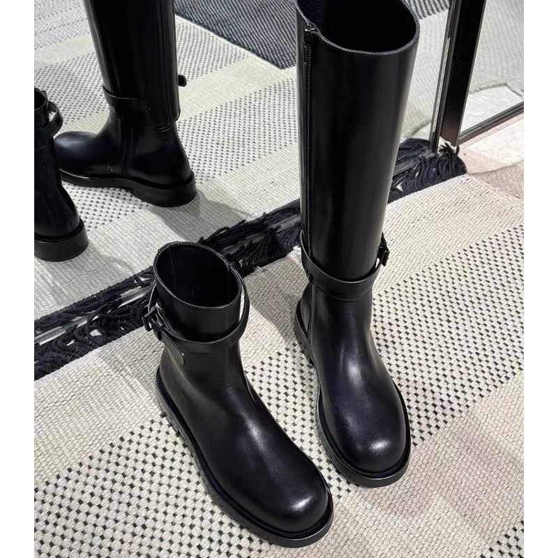 Ddmysports Cowhide Version With Detachable Short Thick Heel Belt Buckle Top Knight Women S Martin Boots Knee High OUTDOOR