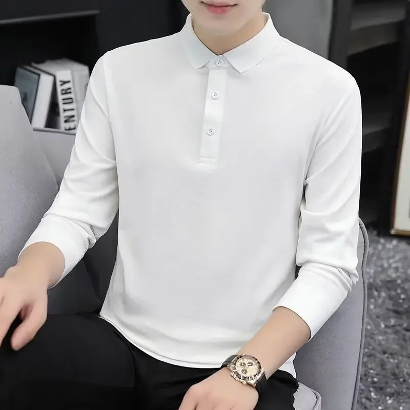 Wholesale long sleeved polo shirts for men autumn felt cotton foreign trade inventory clothing mens simple lapel tops 240823