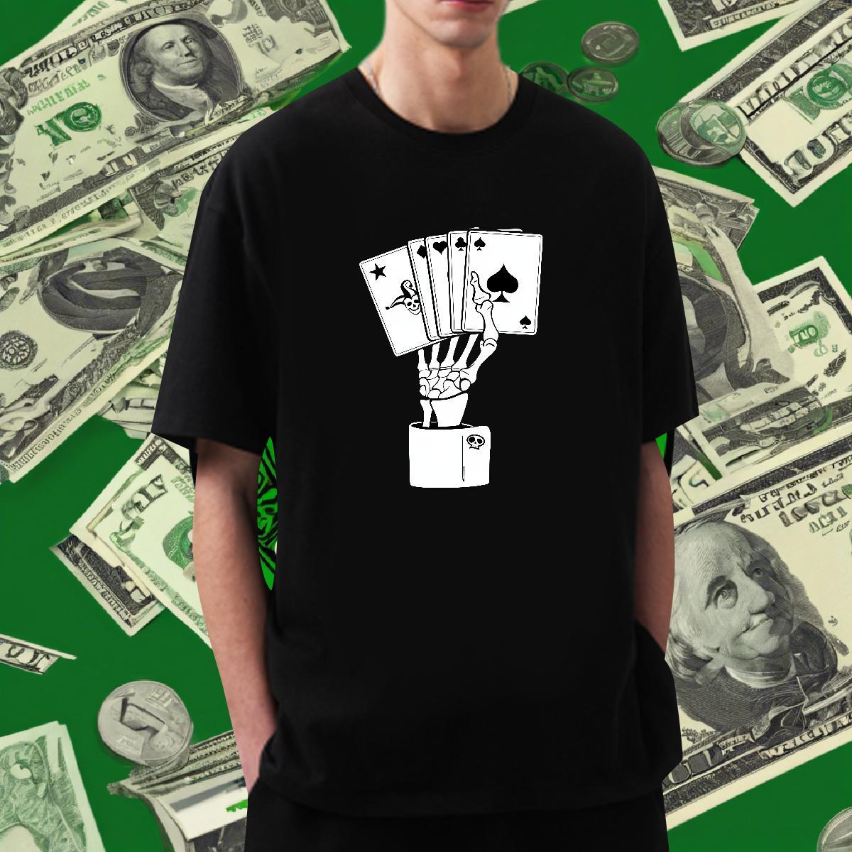 Wholesale T Shirts Men 100% Cotton 230g playing card Sports Casual Customized Print Breathable Short Sleeve Couples T Shirts Brand Tshirts