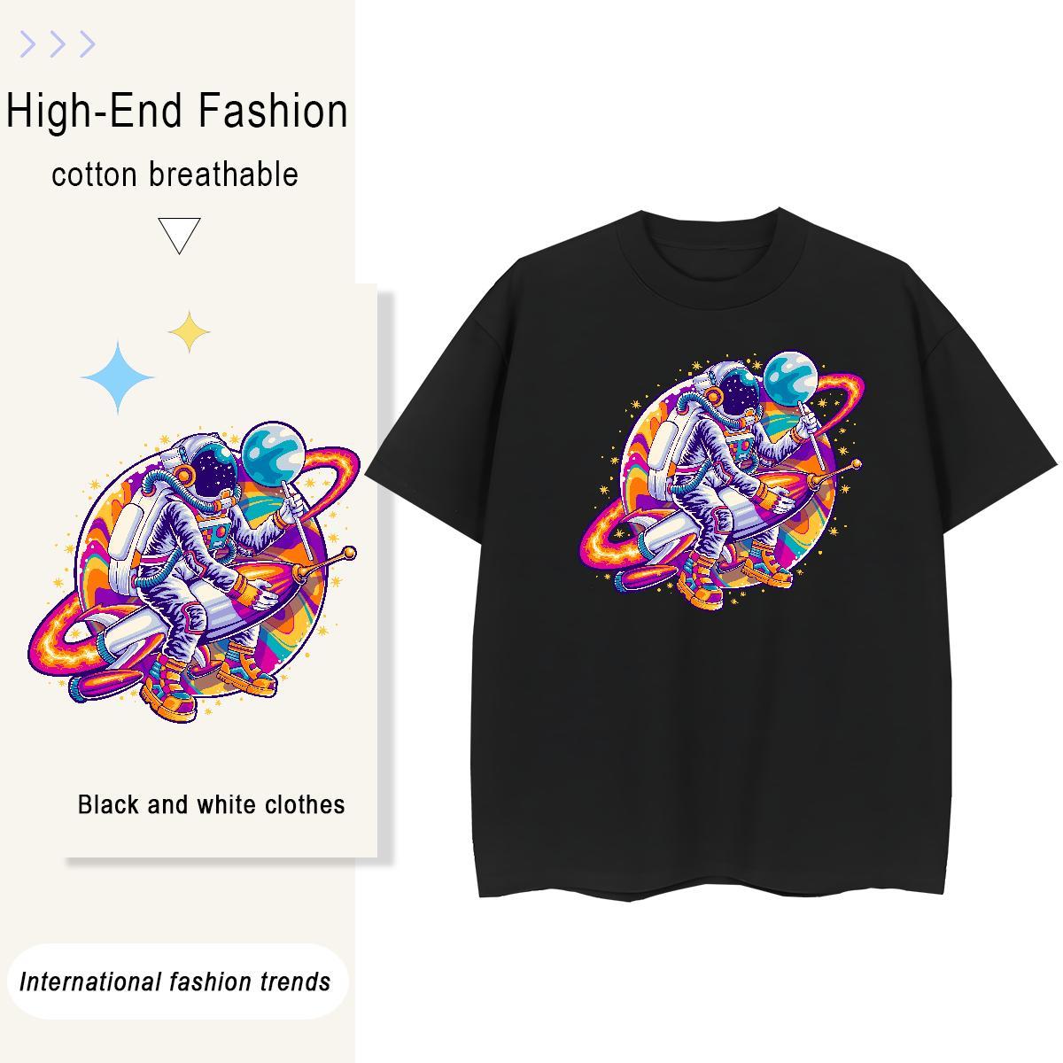 5A Tshirt for Man Woman 100% Cotton 230g universe Casual Beach Woman T Shirts Breathable Cartoon Anime Tshirts