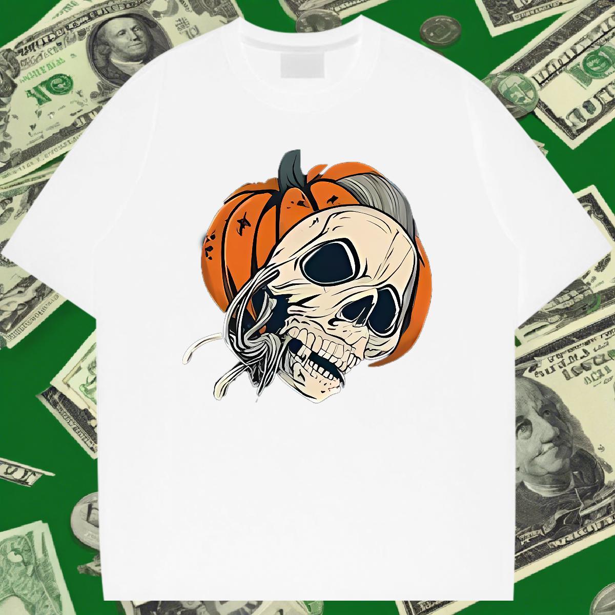 Cool T-Shirts 230g 100% Cotton halloween High Street Hip Hop Black White Breathable Short Sleeve Men Tops Tees DIY Tshirts