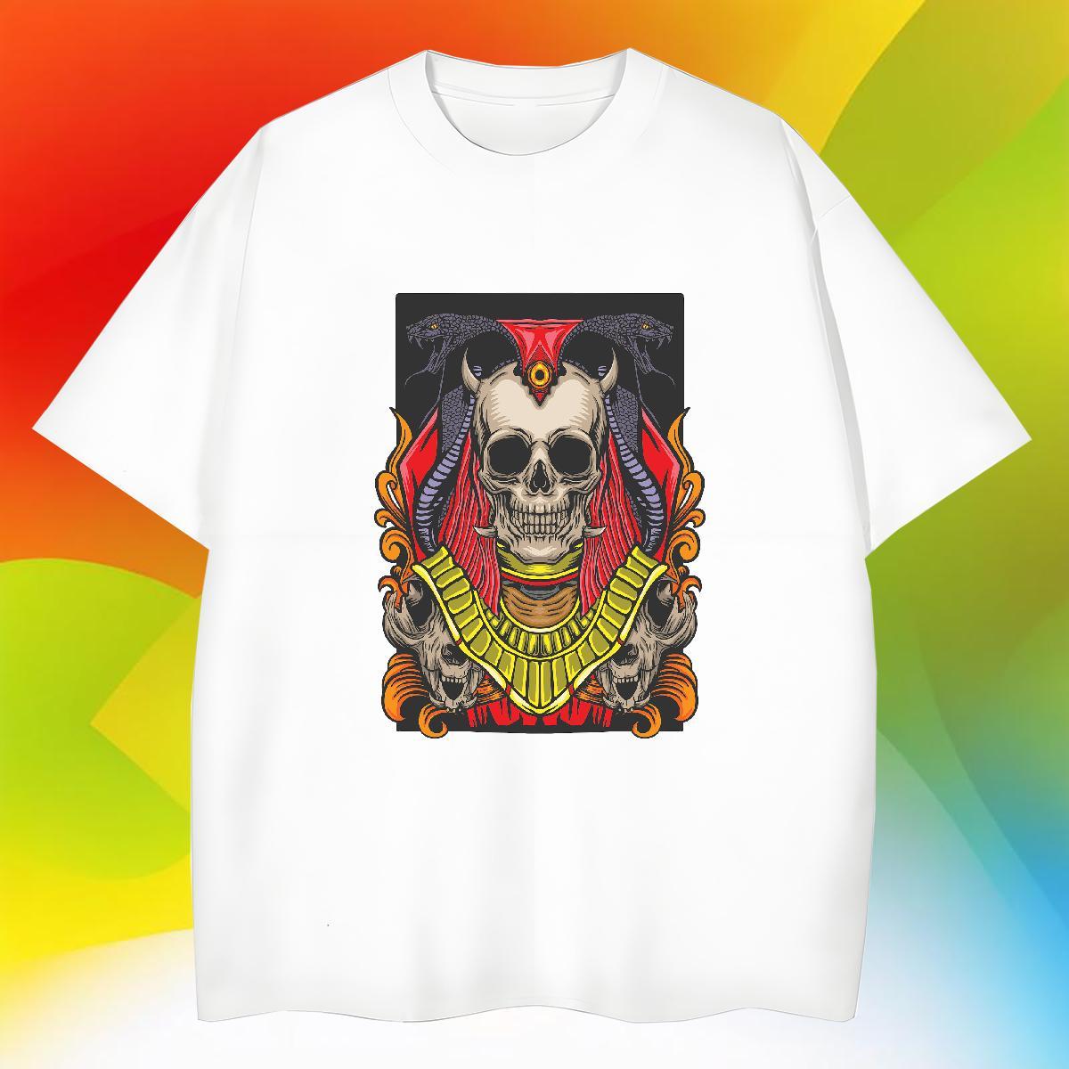 Popular Mens T Shirts 230g Cotton skull Home Outdoor Plus Size Custom Breathable Short Sleeve Men Clothes T-Shirt Designer Tees Shirts