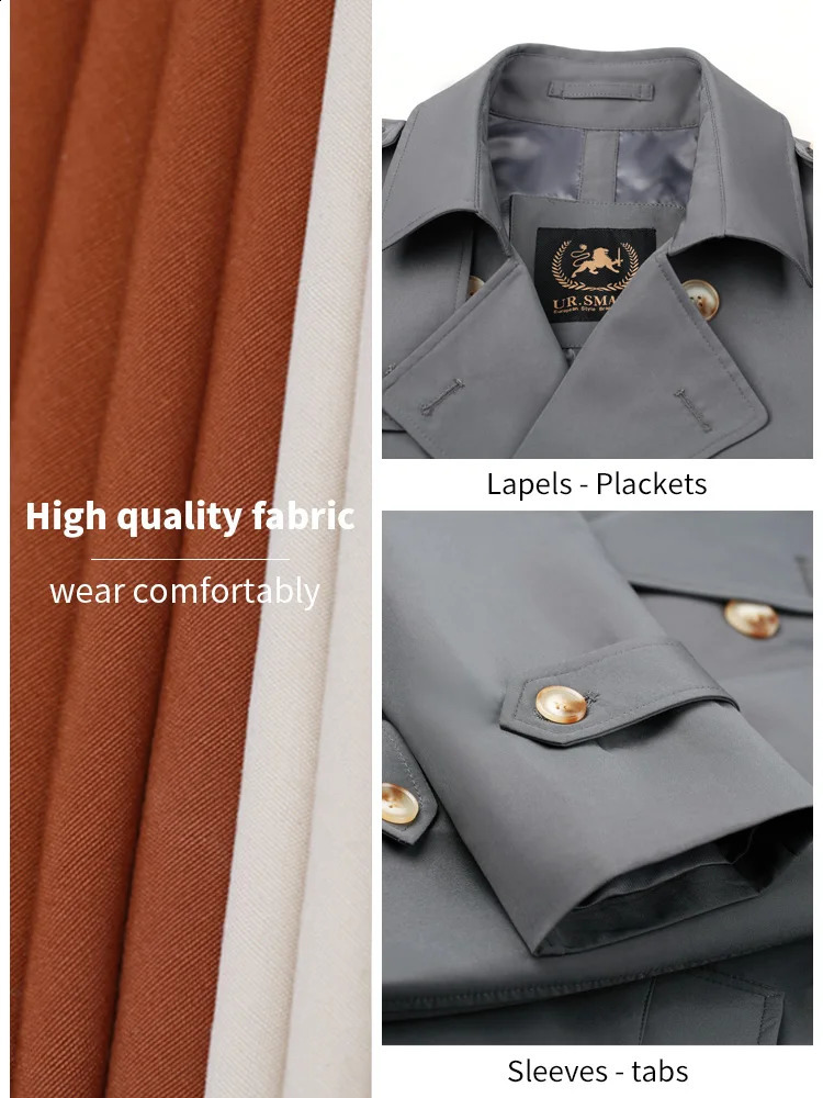 Super long windbreaker men British trench coatdouble-breasted mid-gray long dress spring and autumn over knee fashion thi 240822