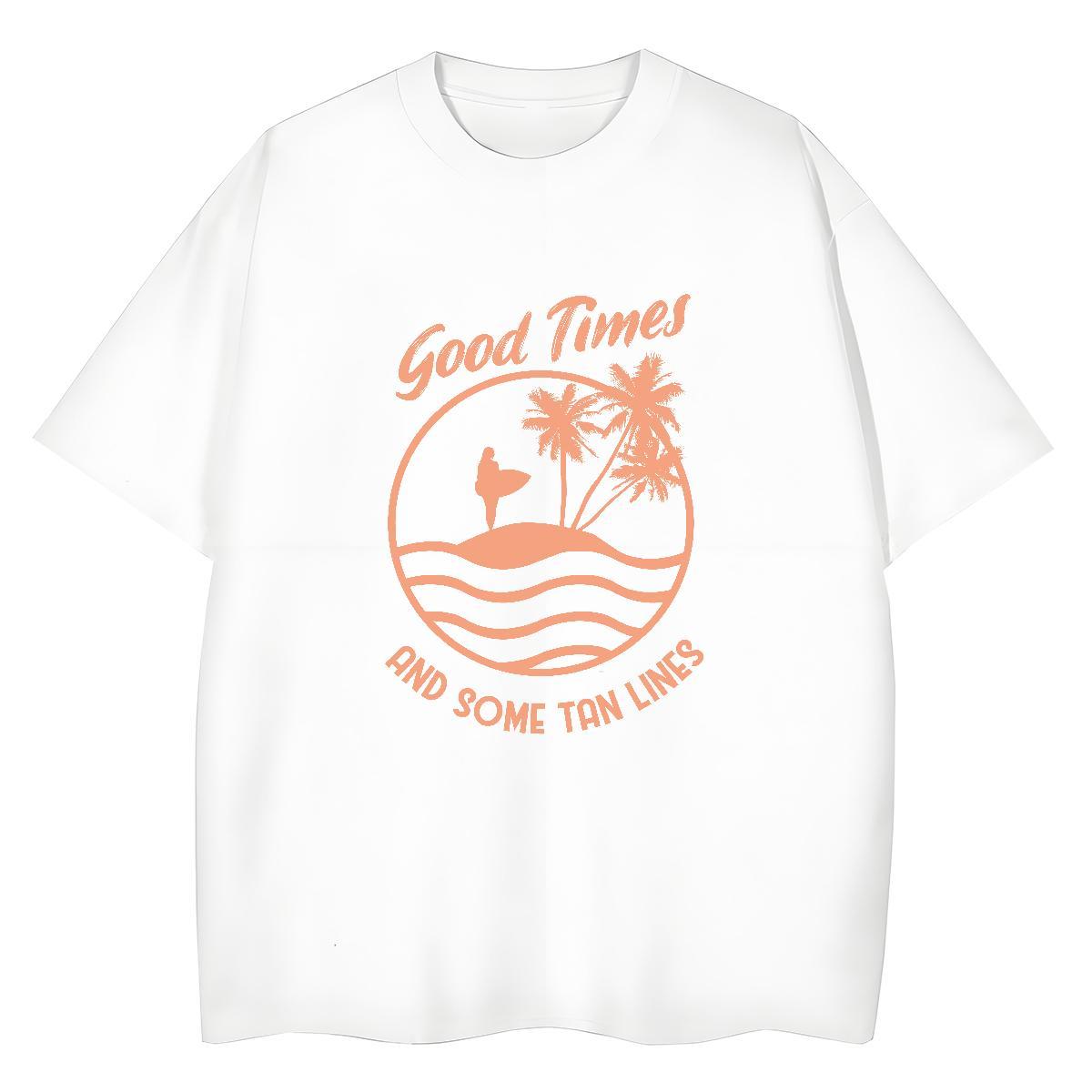 Loose Tshirt for Man Woman 100% Cotton 230g beach Summer Casual Womens T Shirts Short sleeve Soft Anime Clothes Shirt