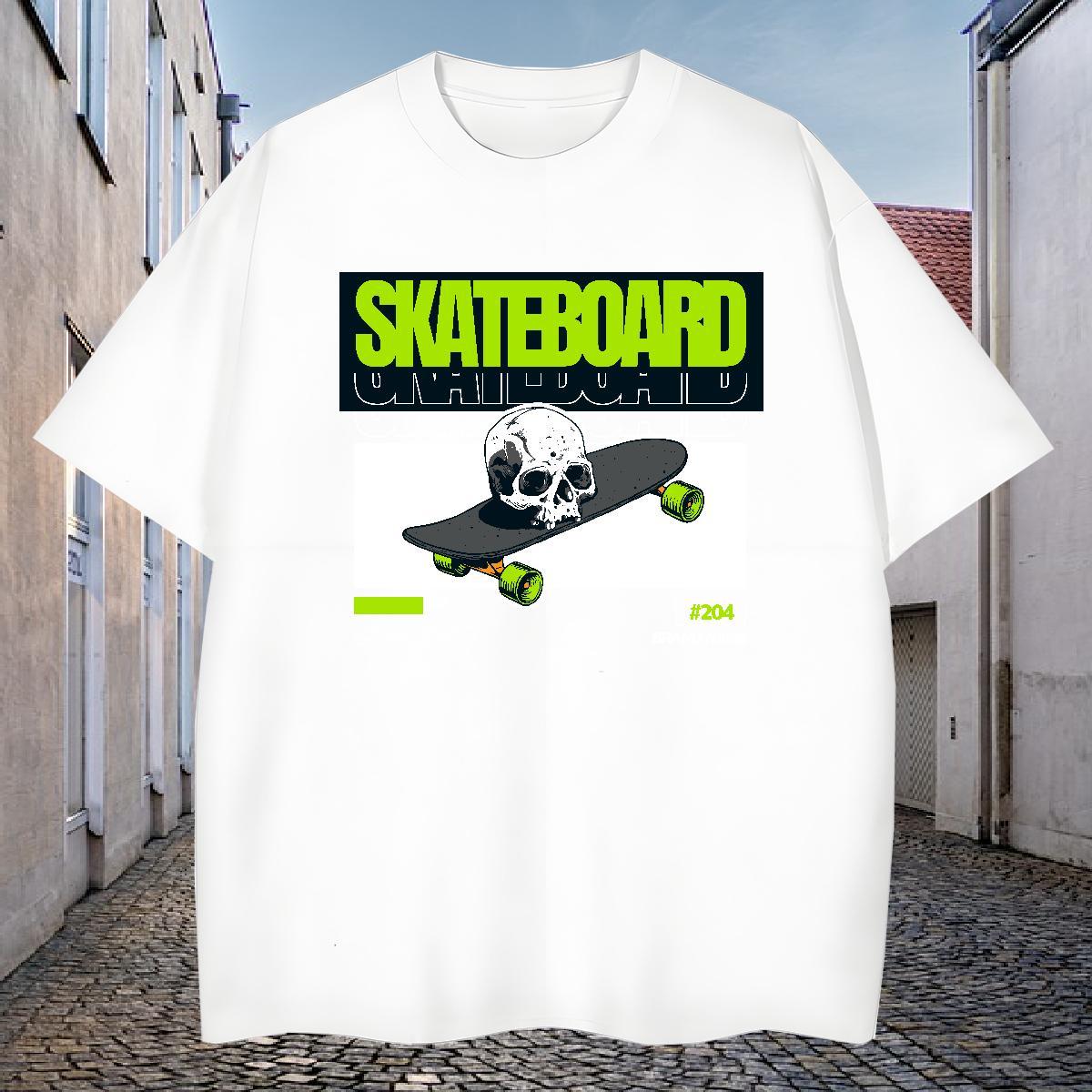 Popular Man T Shirts 230g Cotton skull Summer Casual Anime Print Breathable Short Sleeve Men Clothes T-Shirt Custom Clothings