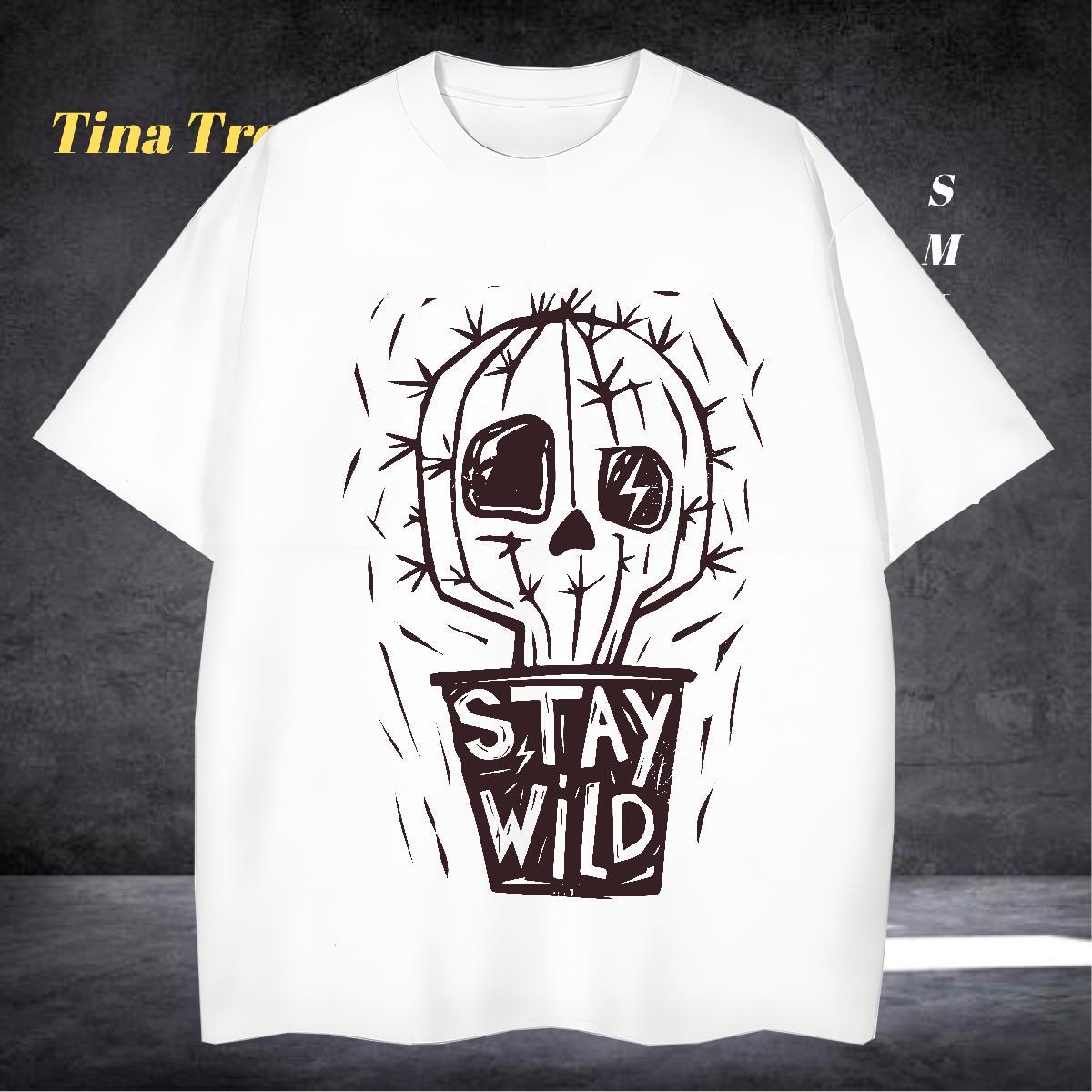 Cool T-Shirts for Men 230g Cotton skull Street Black White Breathable Short Sleeve Men Clothes T-Shirt Classic Tees