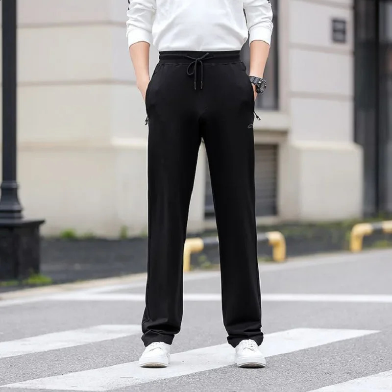 Tall Men Sweatpants Extra Long Length Big Size Summer Sweat Pant Stylish Large Trouser Male Black 130cm Lengthen High Waist 240822