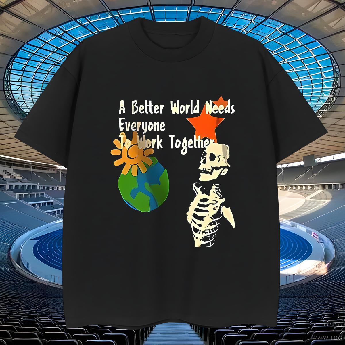 Classic T Shirt For Man 230g 100% Cotton skull Street DIY Anime Breathable Crew Neck Tshirt for Man Woman Fashion Wear