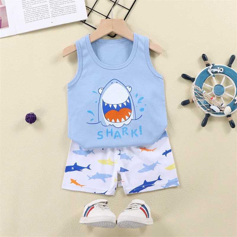 Vest+Shorts 2-Piece Clothing Set Lion Pajamas Summer Kids Baby Boys Girls Cotton Casual Tracksuit Clothes Suit 1-6 Years W250218
