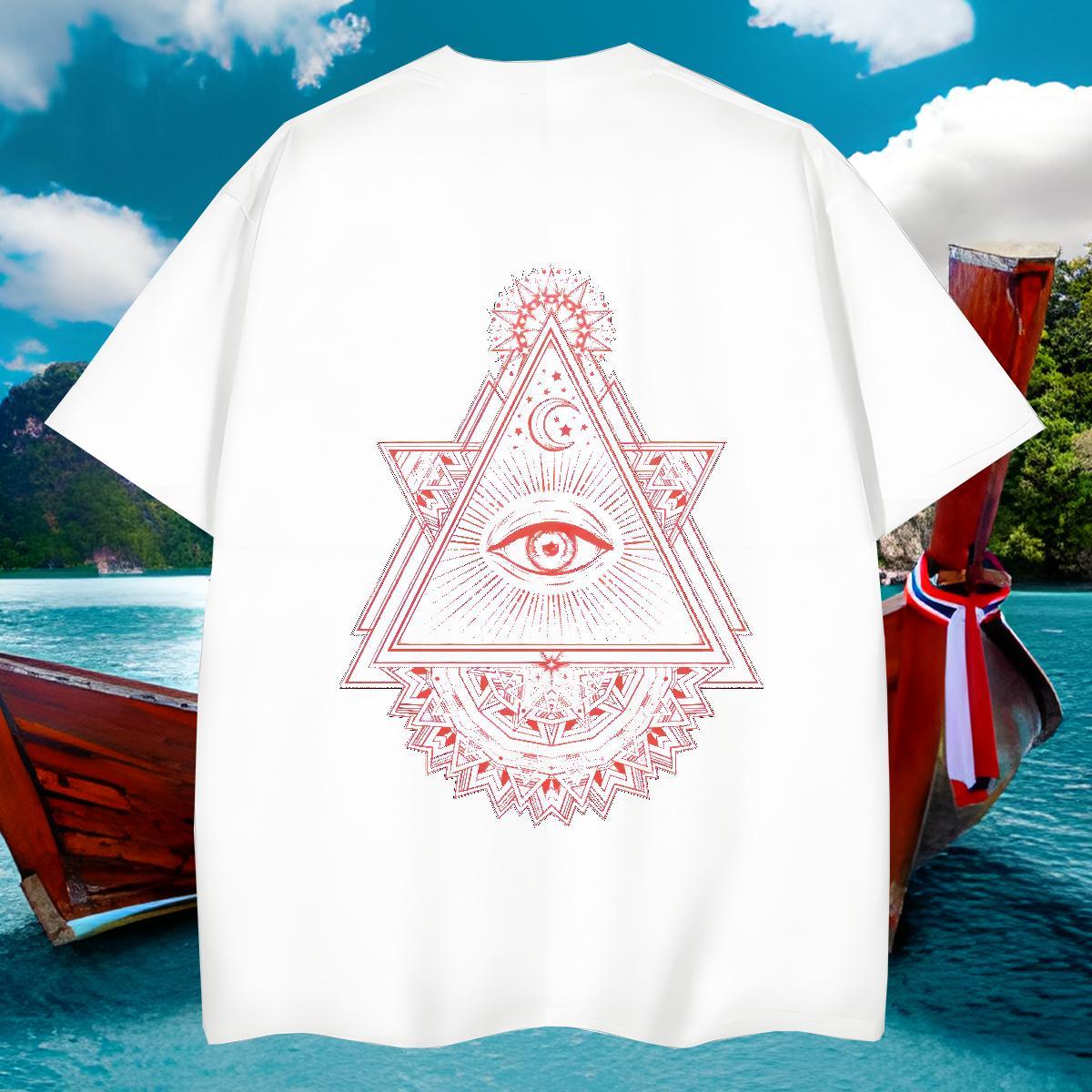 Soft T shirt 100% Cotton 230g eye of the devil Anime Printing Street Custom Anime Round Neck Short Sleeve Mens Tshirts DIY Customized Tees Shirts