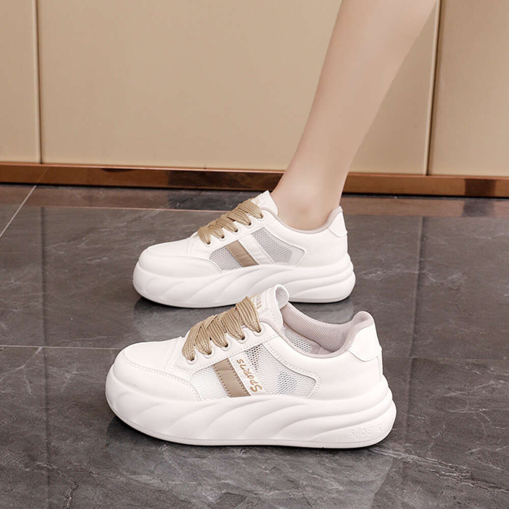 Ddmysports Mesh Breathable Board For Women In The Spring Of Lightweight And Thick Soled Versatile Casual Color Blocked White Shoes OUTDOOR