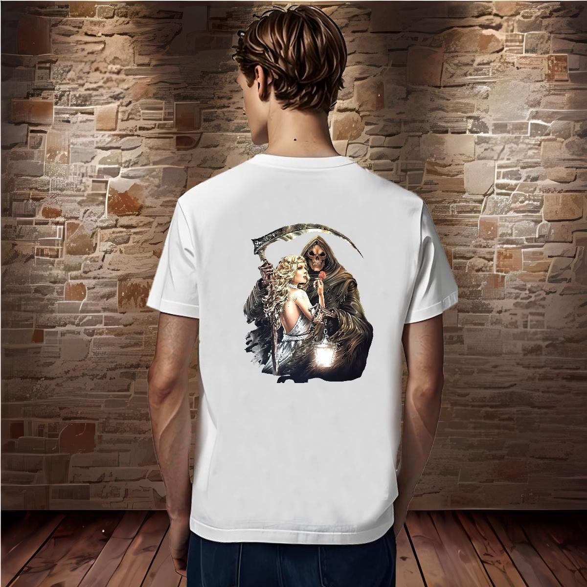 Loose T-Shirts for Men 230g Cotton skull Daily Outfit Plus Size Cartoon Pure Cotton Mens Tshirts Fashion Clothings