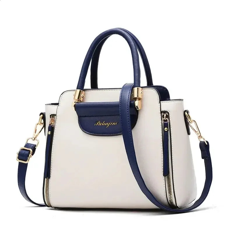Fashion Color Contrast Handbag Stitching Striped Crossbody Bag Womens Elegant Office Work Purse 250106