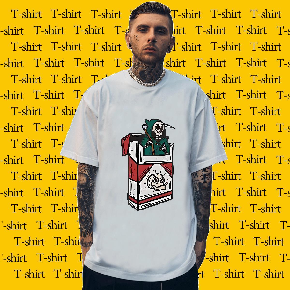 Brand Mens T Shirts 230g 100% Cotton skull Street Oversized 3XL 4XL Crew Neck Breathable Mens Tshirts New Clothings