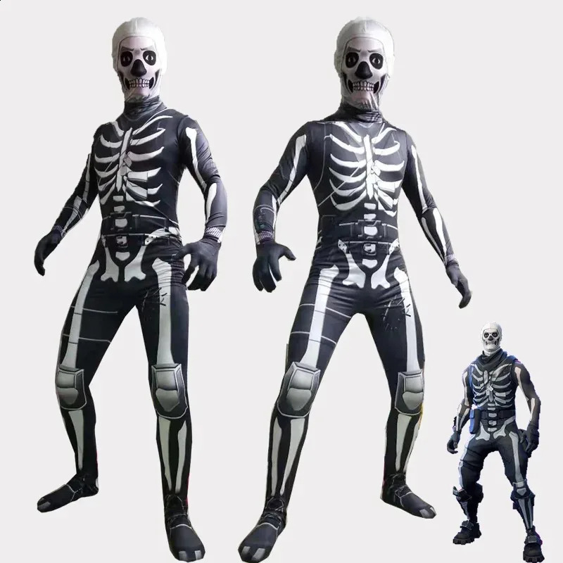 Children Adult Carnival Party Dress up Horror Zombie Costume Role Playing Skeleton Halloween Mask Set 240823