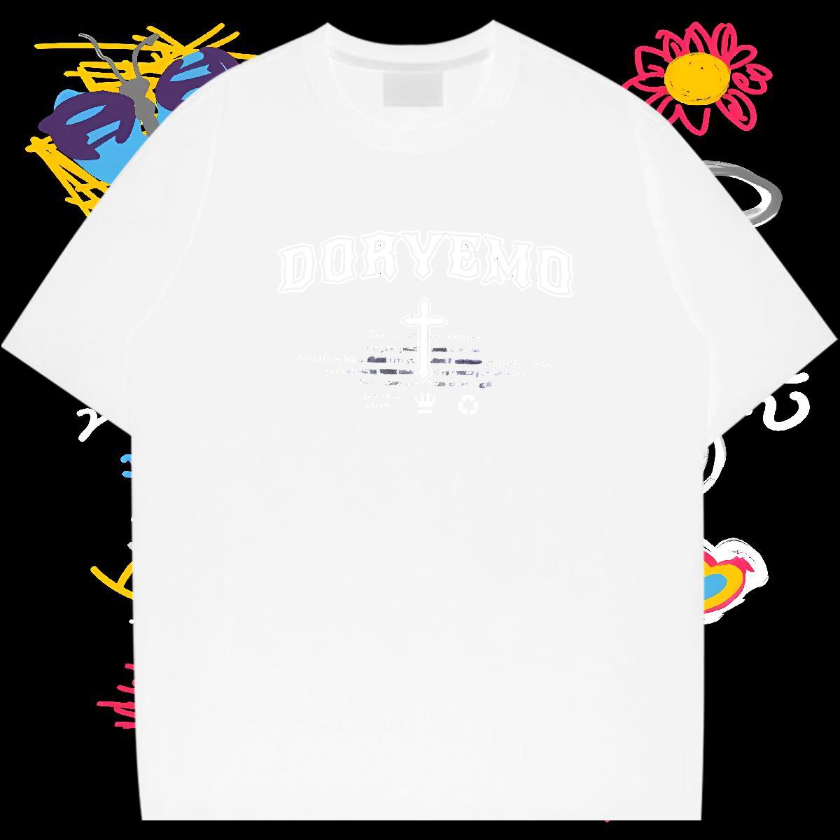 Cool Design T-Shirts 230g Pure Cotton The Cross Daily Outfit Custom Cartoon Crew Neck Men Clothes T-Shirt 2024 New Tops