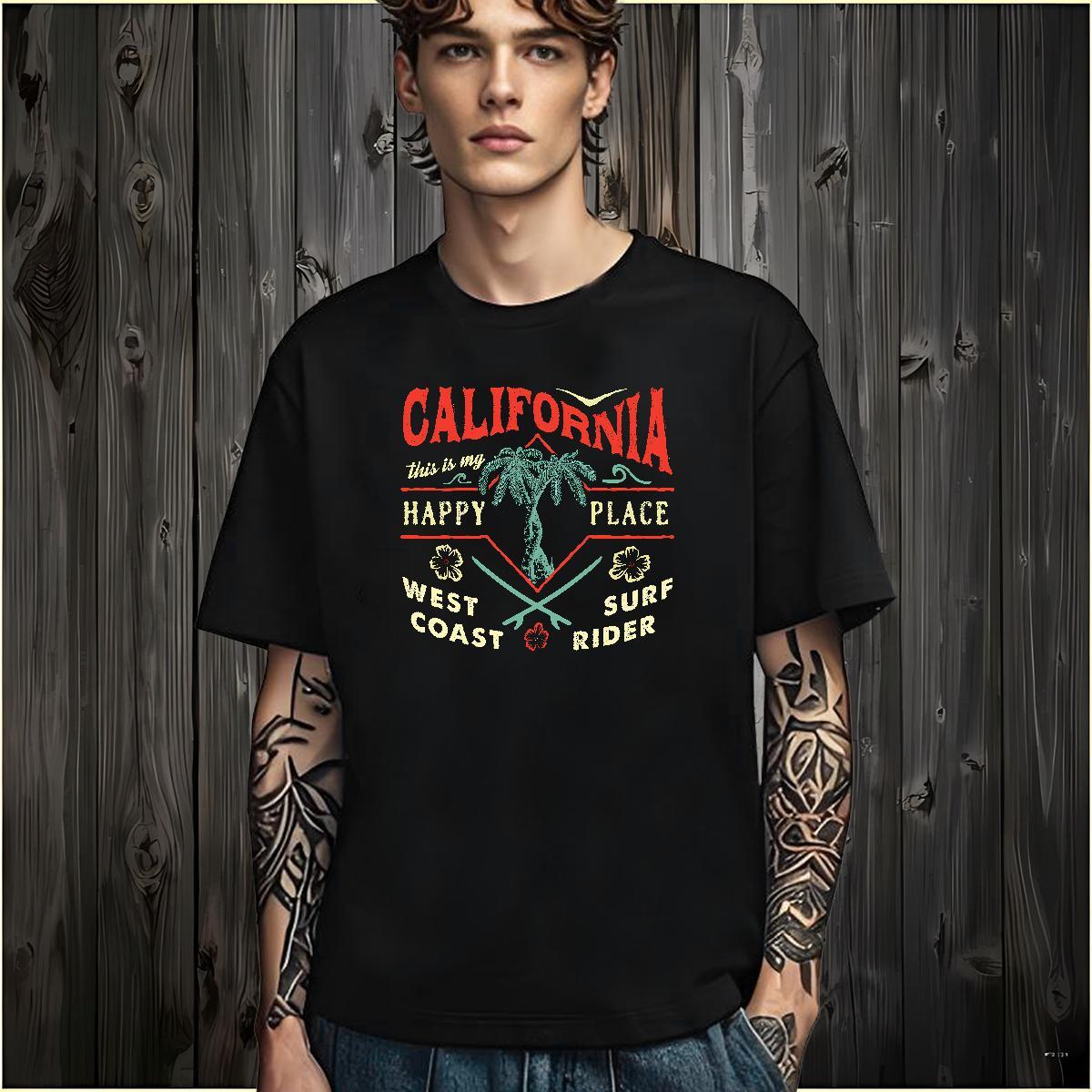 High Quality Man T Shirts 230g Cotton tree Hip Hop Cartoon Printing L-4XL Breathable Crew Neck Men Tops Tees New Wear
