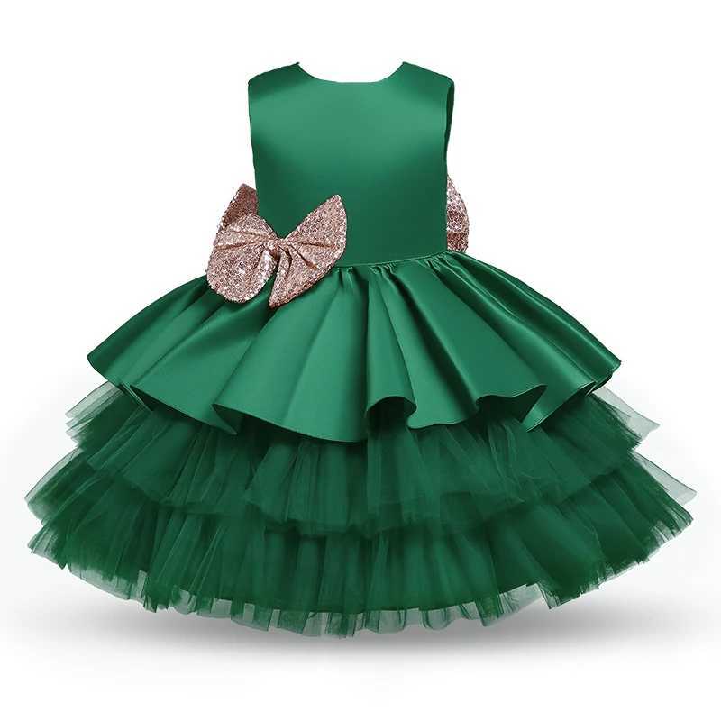 Baby Princess Dress Newborn Girl Birthday Party First Christmas Dress Preschool Children 2 3 4 5 Year Green Christmas Dress W240823
