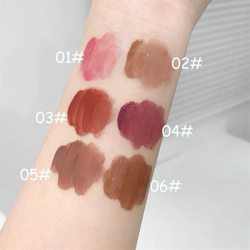 Waterproof mirror jelly lipstick 6 color gloss lipstick gloss lasting moisturizing gloss red color lipstick cosmetics W241101