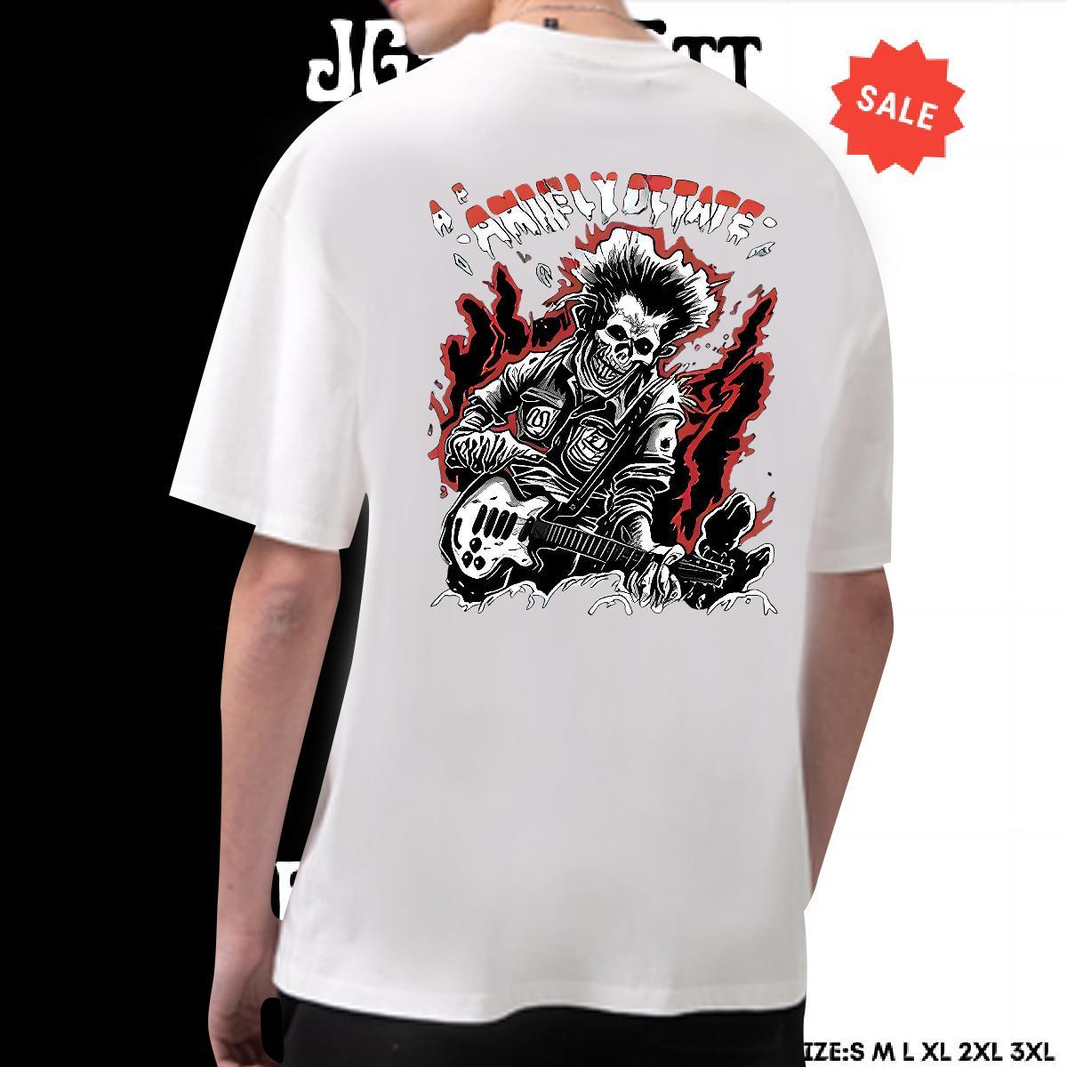Cool Design T-Shirts for Men 230g Pure Cotton guitar Casual Custom Big Size Short Sleeve O-Neck Mens Tshirts Brand Tops Shirt