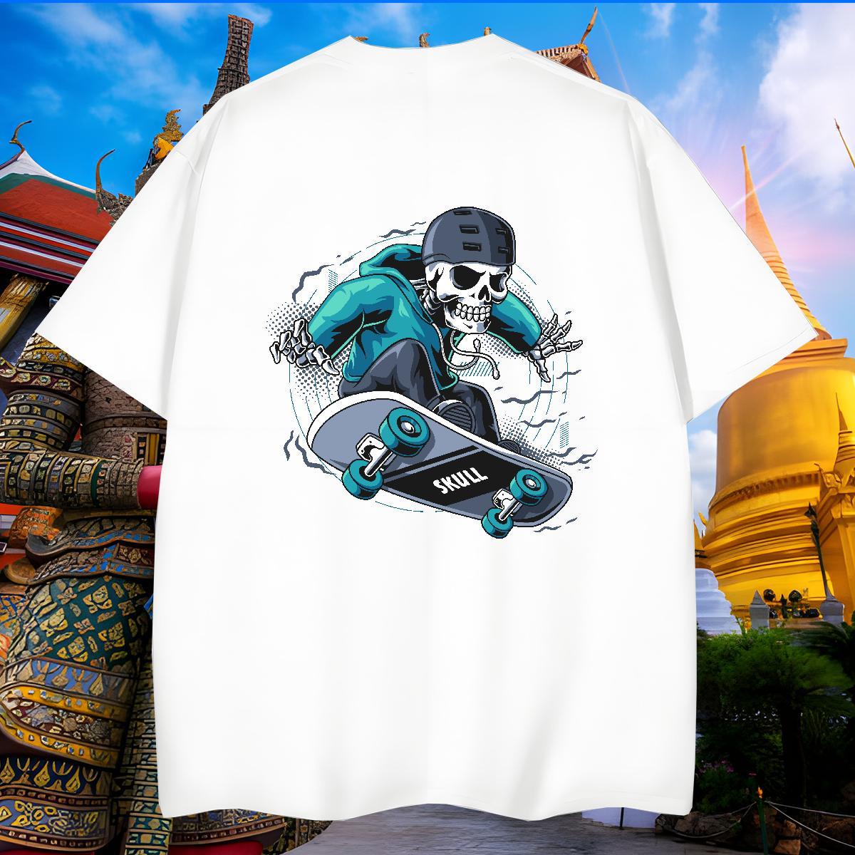 Popular T Shirts Men 230g Cotton skateboarding Casual Daily Wear Custom Print Plus Size Crew Neck Mens Tshirts 2024 New Tee Shirt