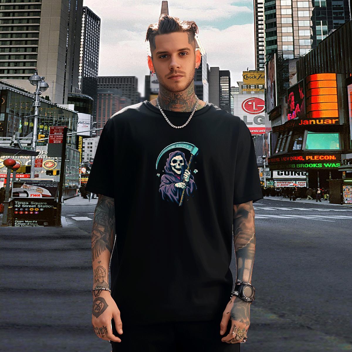 Classic T-Shirts 230g Cotton skull Sport Cartoon Print Crew Neck Breathable Mens Tshirts 2024 Designer Top Tees