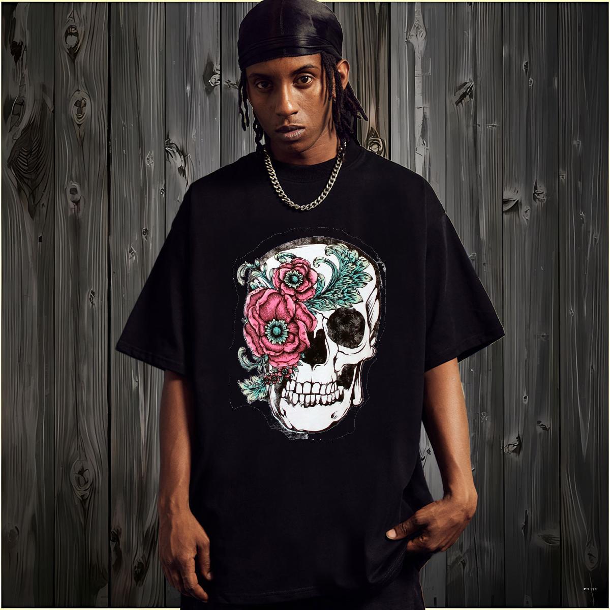 Classic Man T Shirts 230g 100% Cotton skull Daily Outfit DIY Anime Breathable Crew Neck Men Clothes T-Shirt Designer Tee Shirt