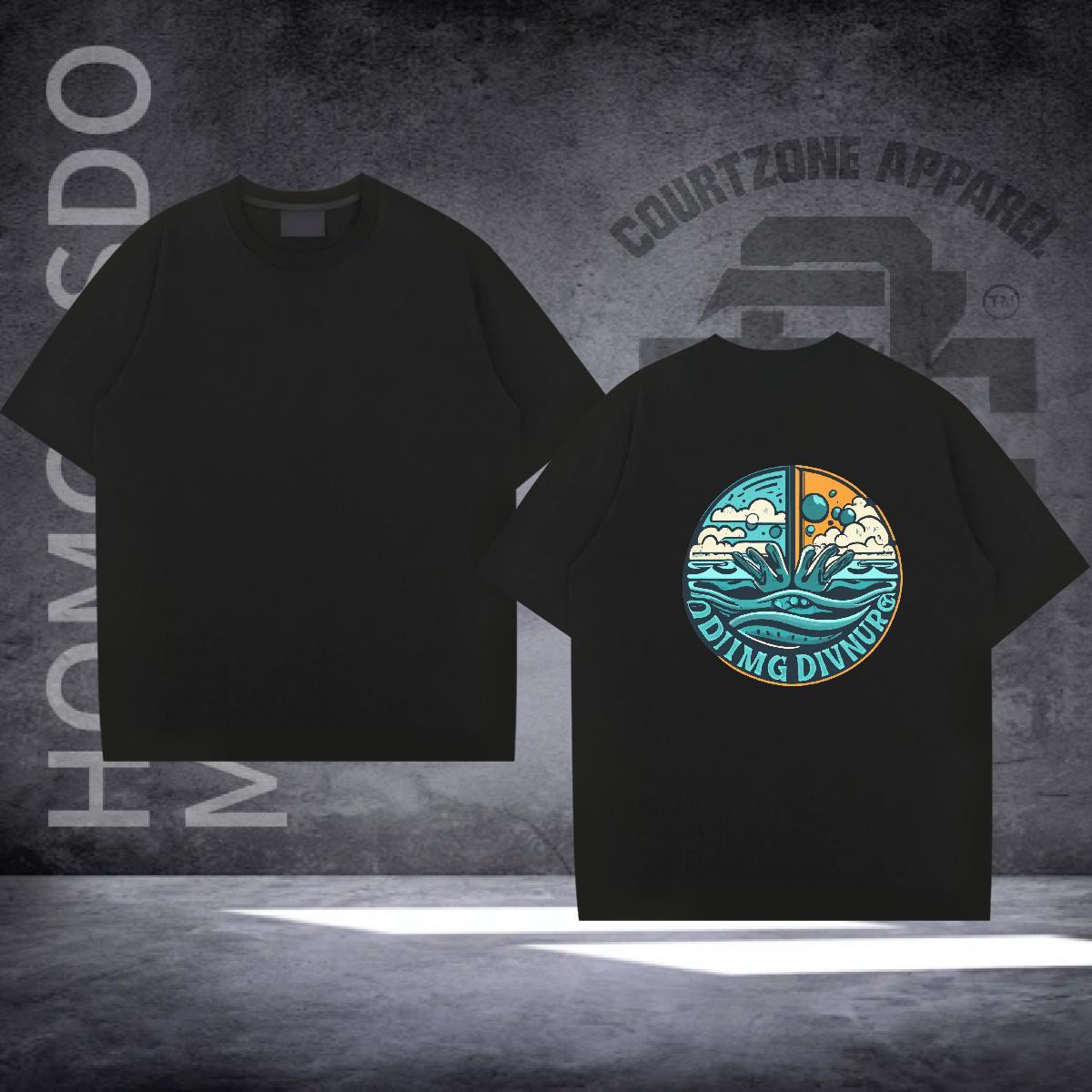 Free Shipping Men T Shirts 100% Cotton 230g beach Casual Beach Cartoon Print Short Sleeve Soft Men Tees New Wear