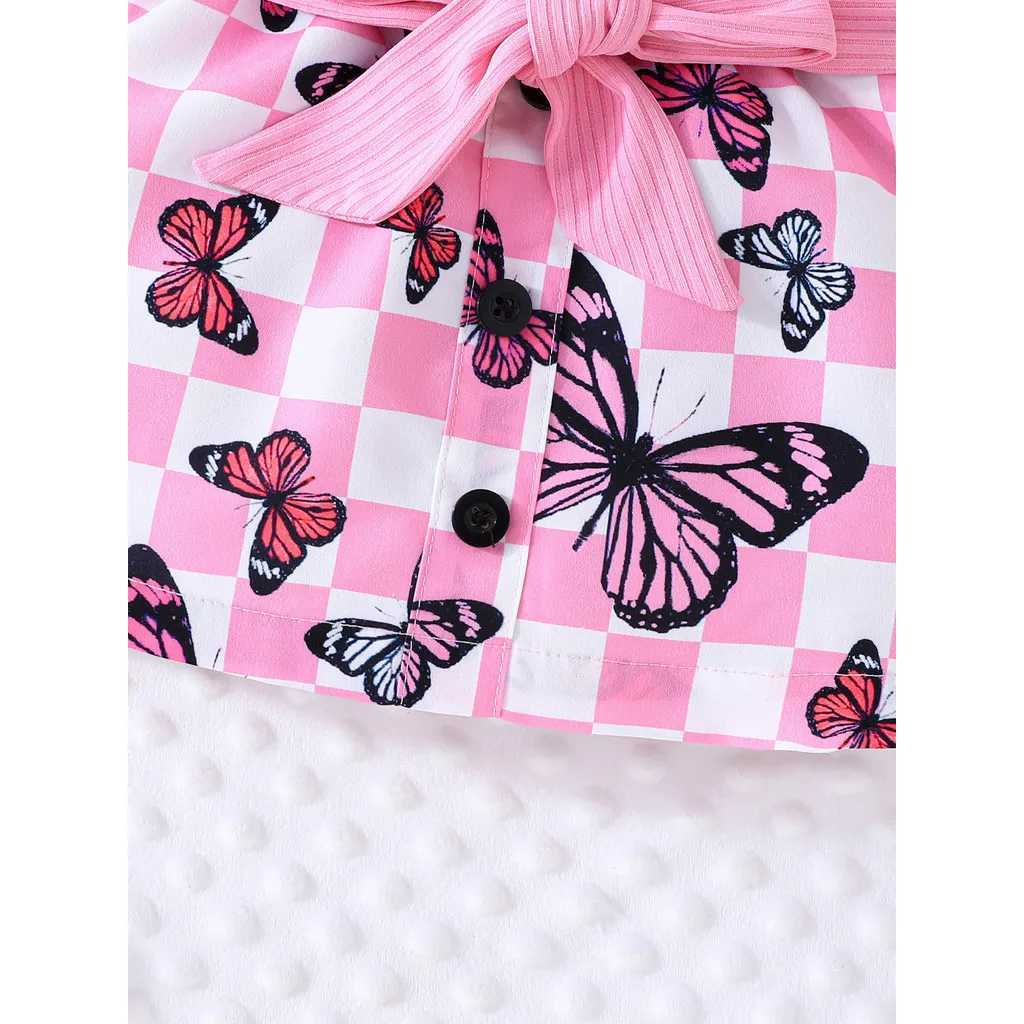 Baby Clothing Set 6-36 Months Shoulders Cute Butterfly Skin Summer Clothing Childrens Girls Baby Clothing Set W250218