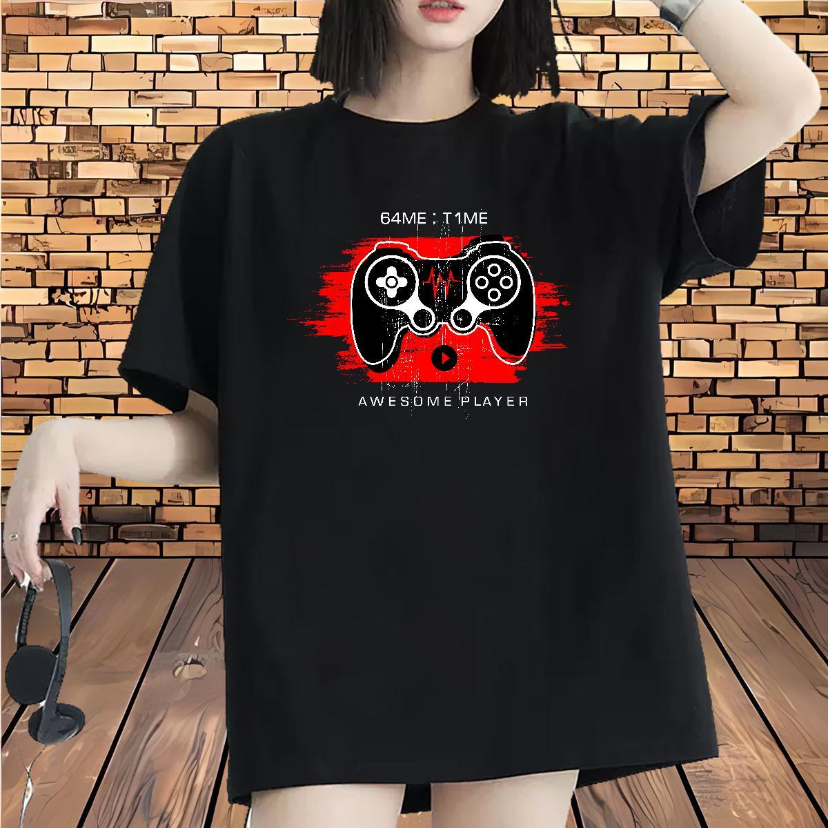 Soft Lady T shirt 230g Pure Cotton game Street Woman T Shirts Crew Neck Oversized Clothes
