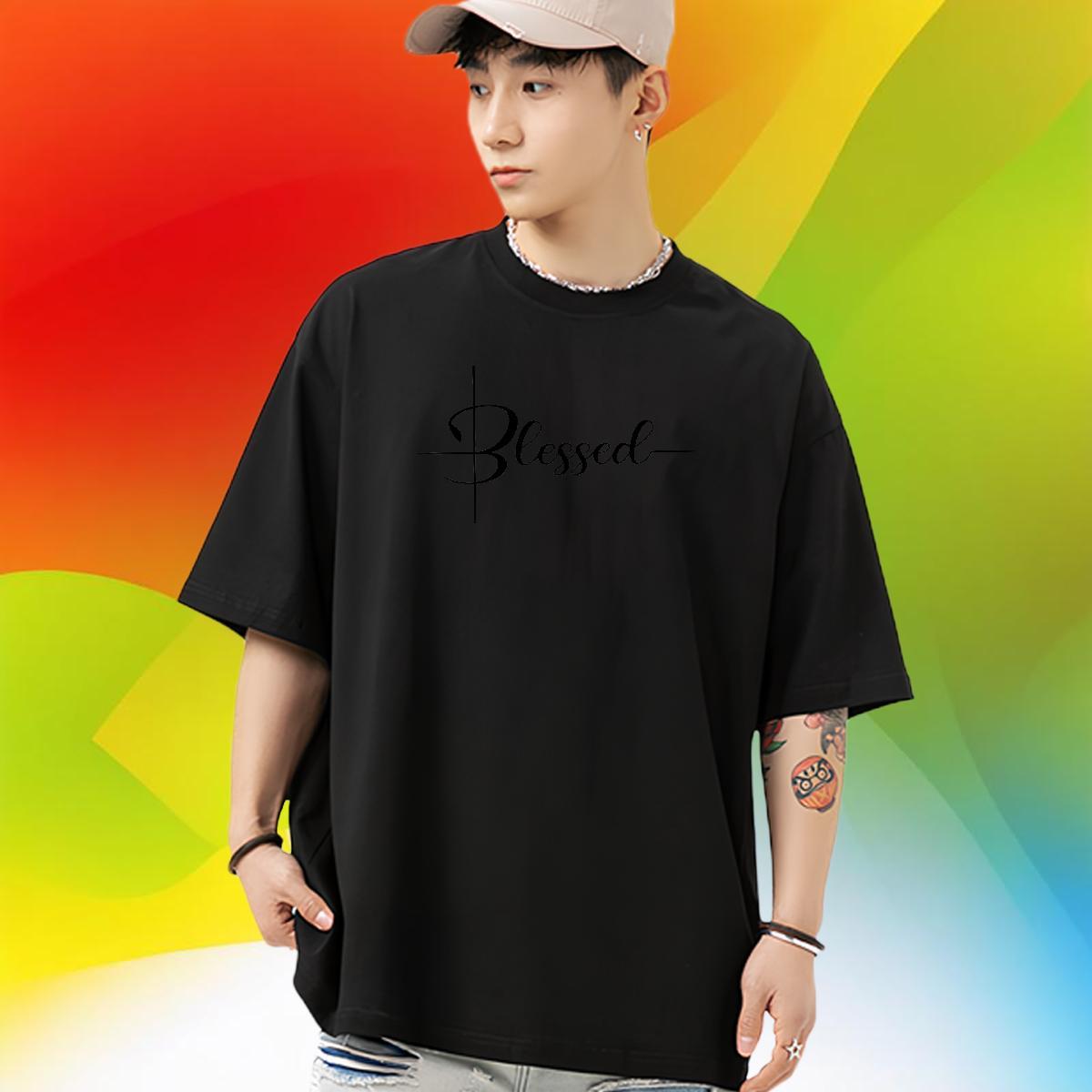 Popular Mens T Shirts 230g Cotton letter Casual Daily Wear Cartoon Printing L-4XL Short Sleeve Soft Men Clothes T-Shirt New Arrival Tops Tees